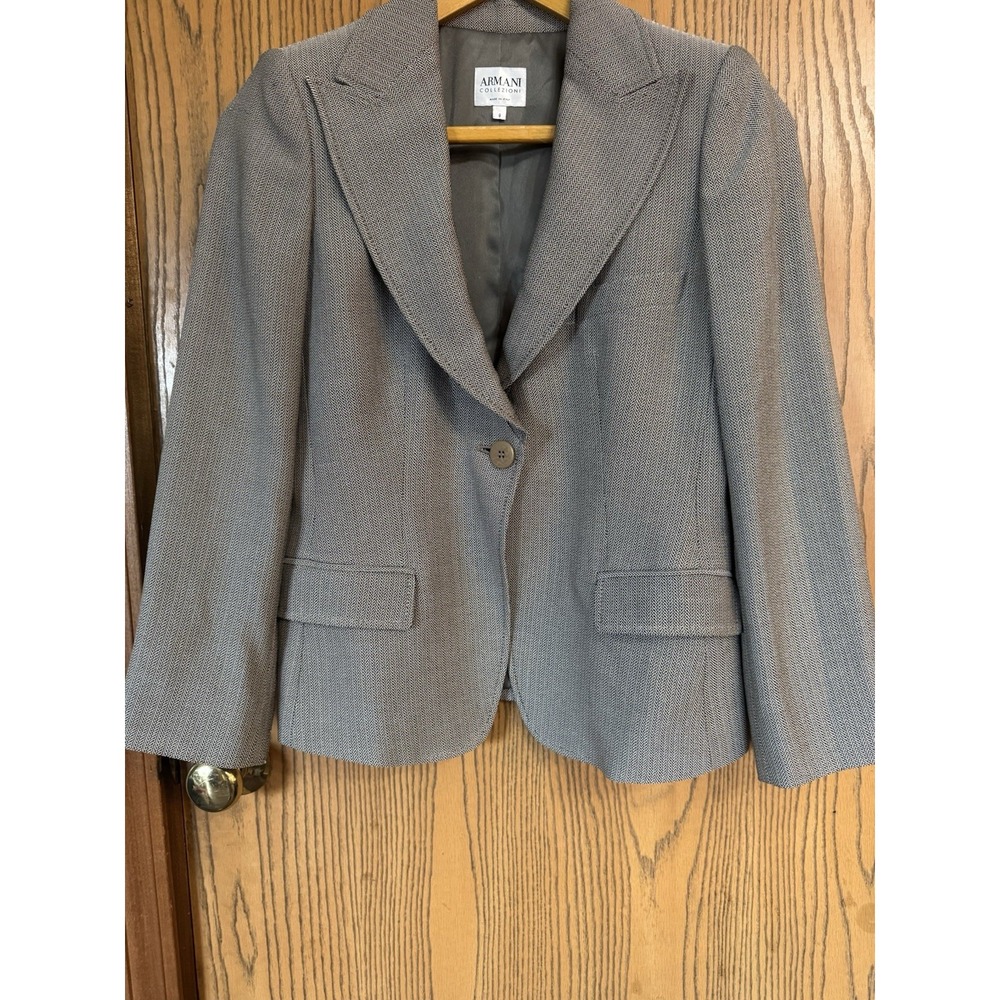 Armani Collezioni Italy Blue Long‎ Sleeve Three Button Womens Blazer Size 8